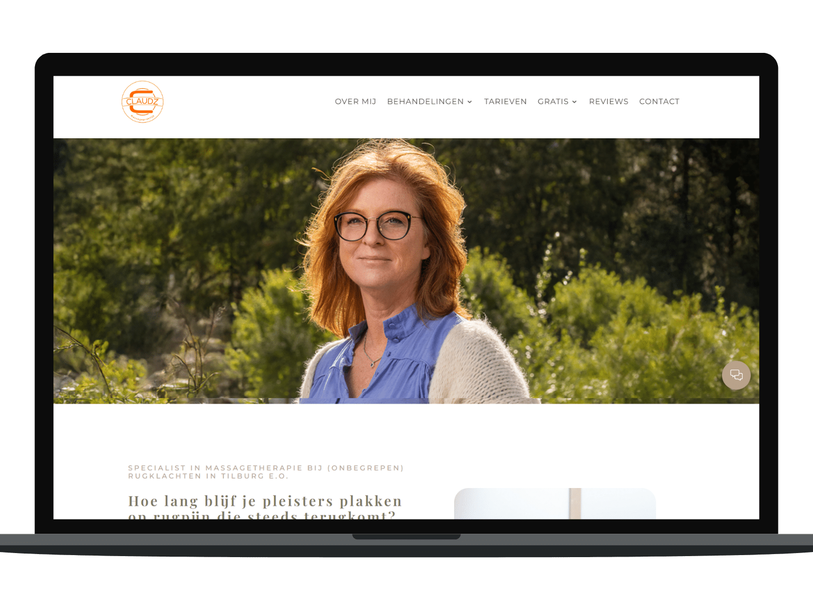 Website ontwerp Massagepraktijk Claudz – webdesign door Sissy Hamilton