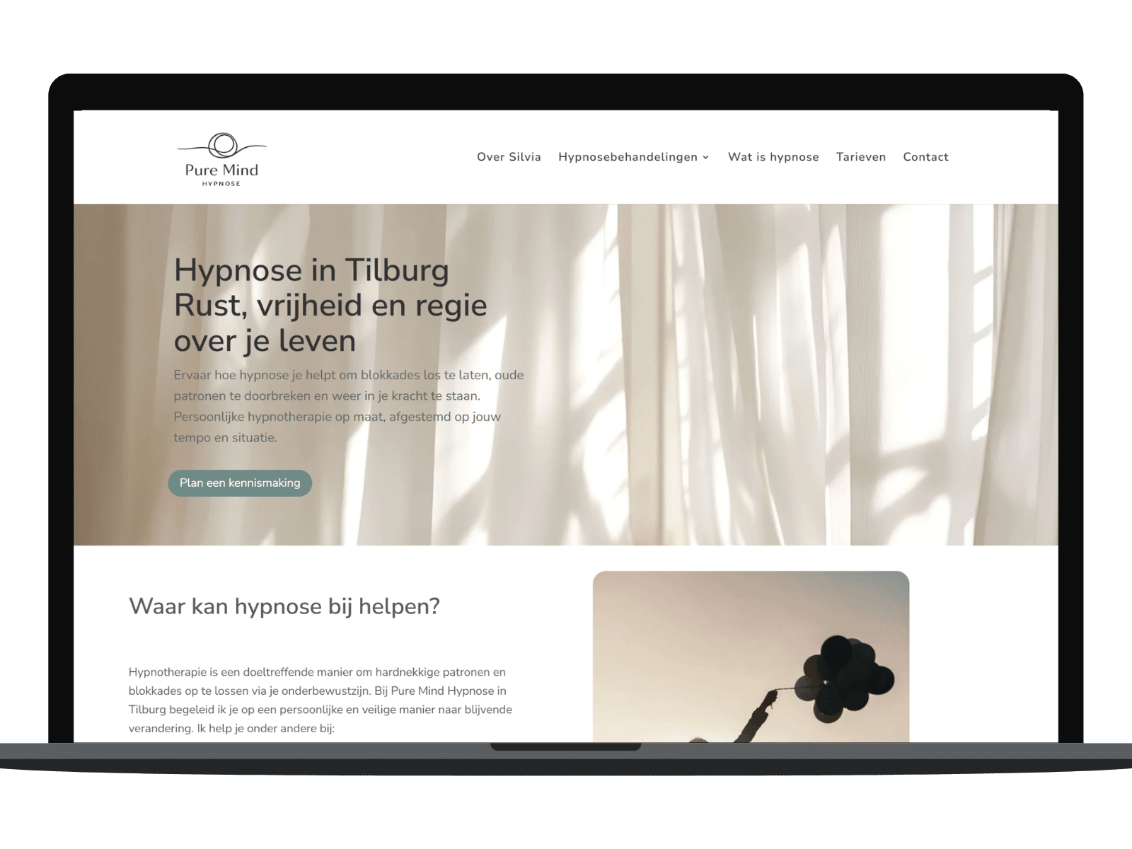 Website ontwerp Pure mind hypnose – webdesign door Sissy Hamilton