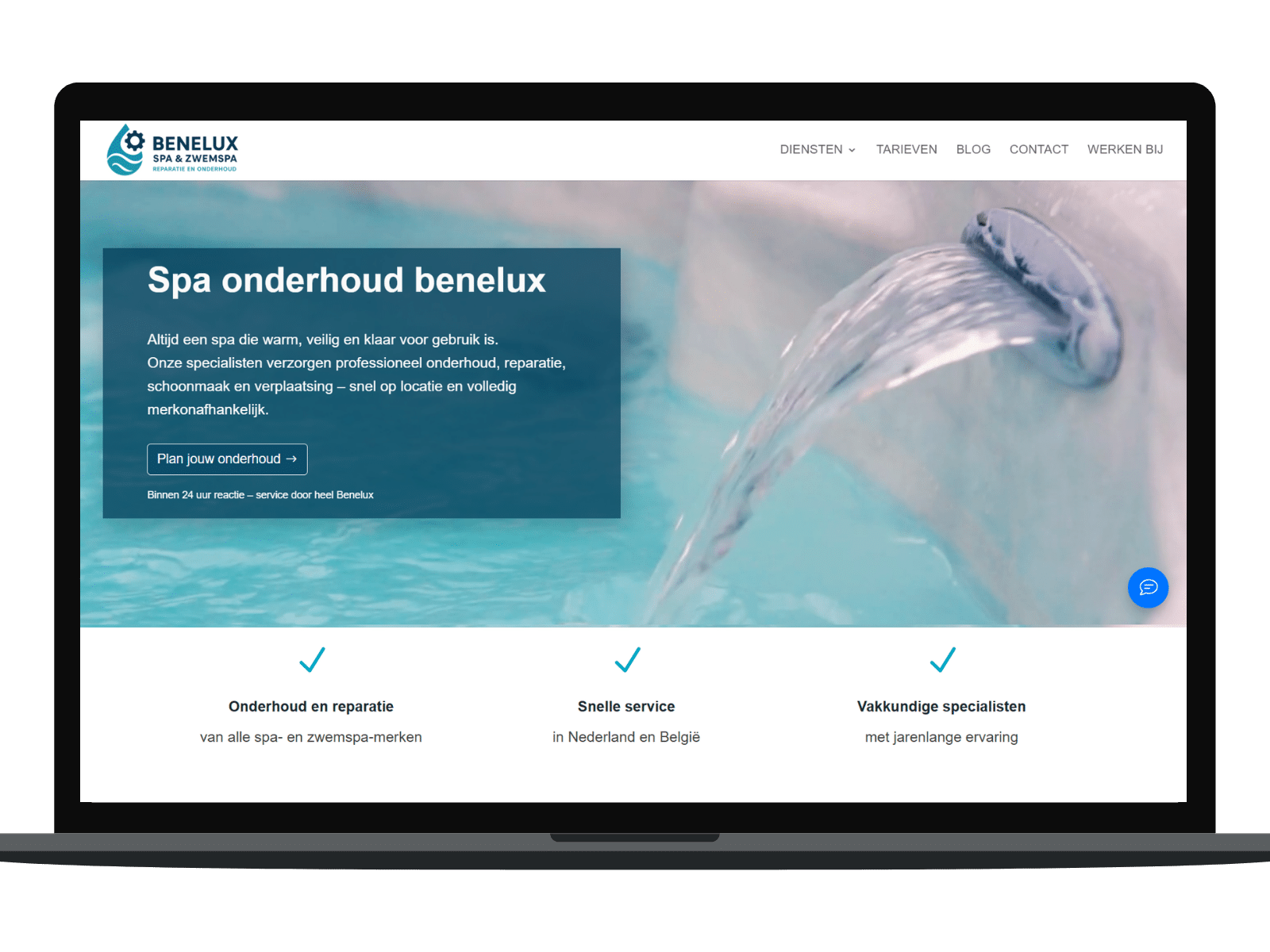 Website ontwerp Spa onderhoud Benelux – webdesign door Sissy Hamilton