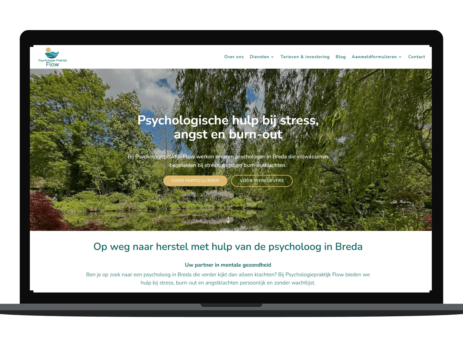 Website ontwerp psychologiepraktijk Flown – webdesign door Sissy Hamilton